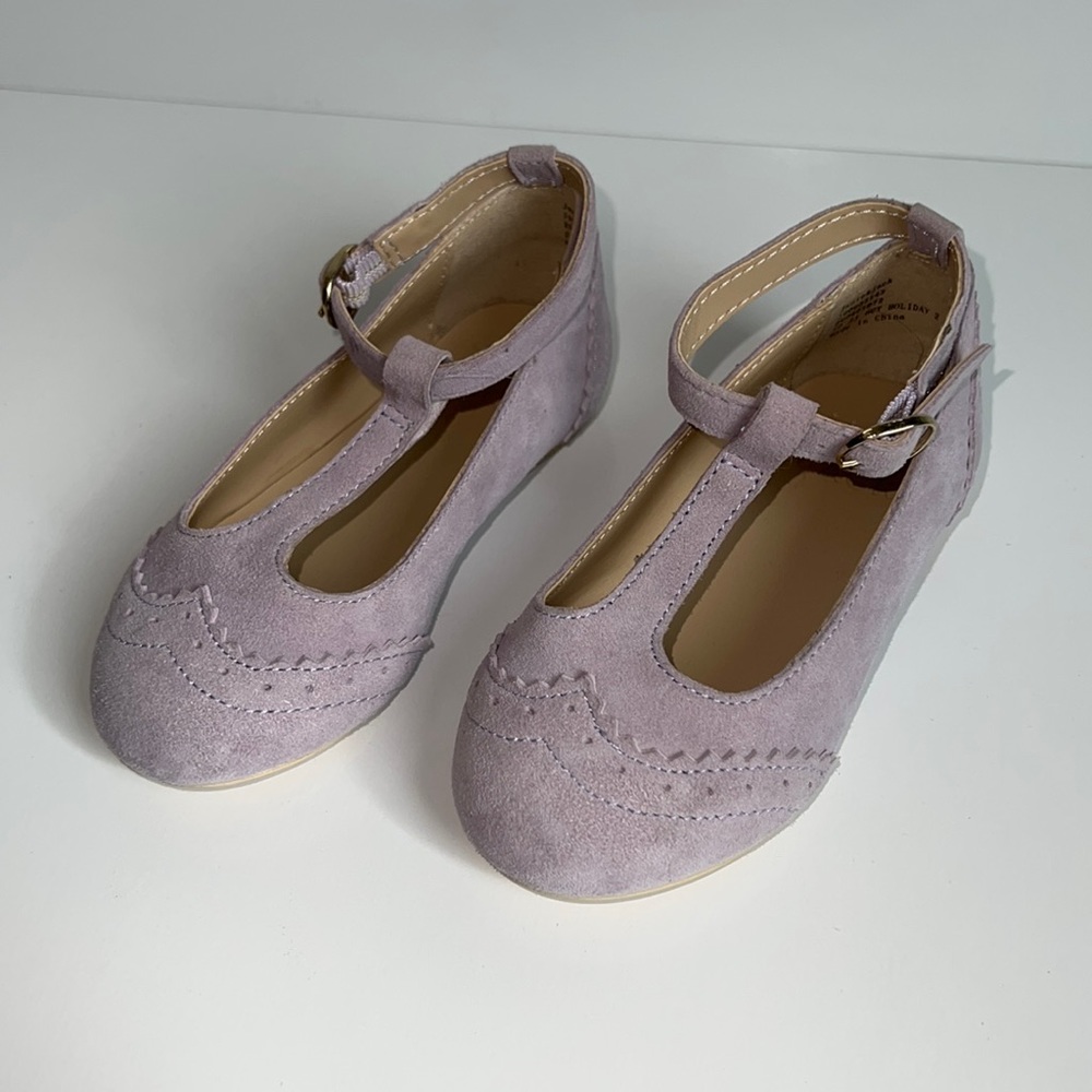Janie And Jack Purple Mary Jane Buckle Up Purple Suede Flats size 6